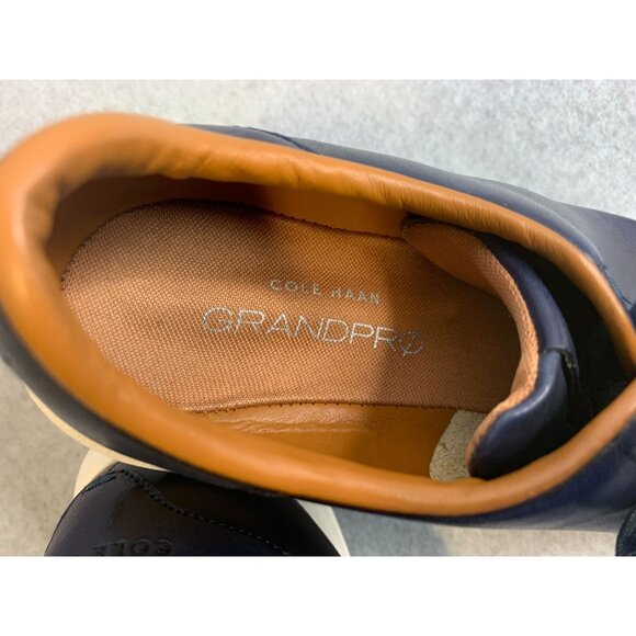 Cole Haan Mens Size 10.5 M Grand Pro Sneaker Shoes Navy Blue Leather Flat Lace T - Picture 10 of 10